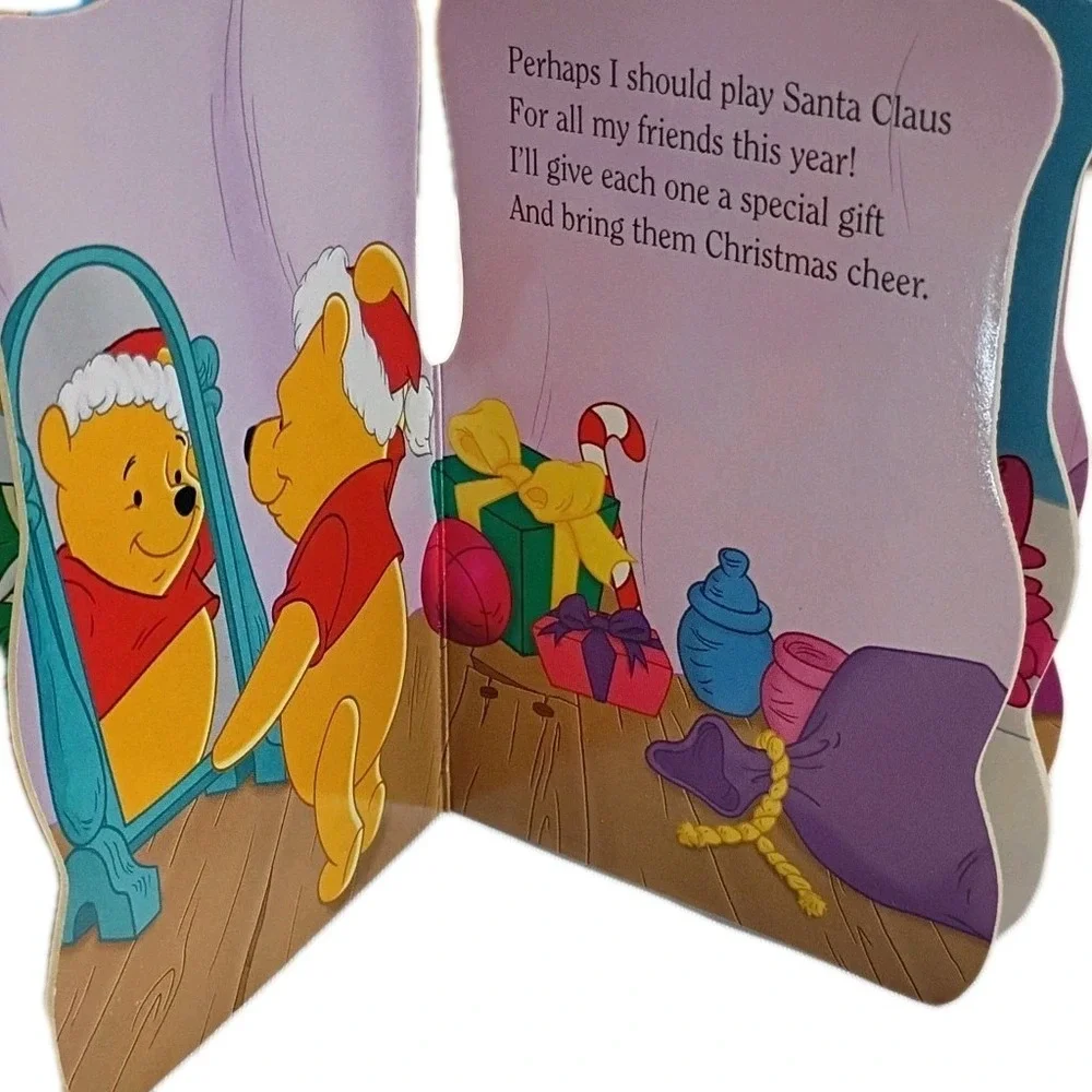Vintage Disney Winnie the Pooh Christmas Friendly Tales Santa Plush & Book 90s‎